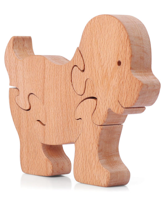 Puppy Shaped Wooden Puzzle - 4 Pieces Woods for Dudes