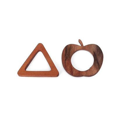 Apple & Triangle Shaped Neem Wood Teether Pack of 2 - Brown Woods for Dudes