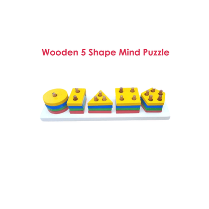 Wooden 5 Shape Mind Puzzle Toy Woods for Dudes