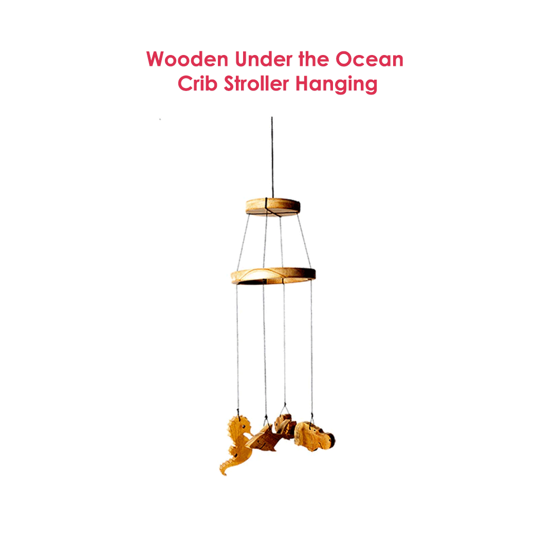 Wooden Under the Ocean Crib Stroller Hanging Toy Woods for Dudes