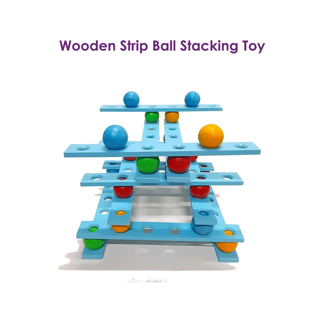 Wooden Strip Ball Stacking Toy Woods for Dudes