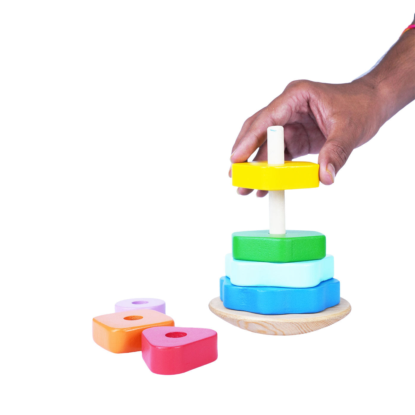 Wooden Stacker Round Base: Educational Toy for Toddlers Woods for Dudes