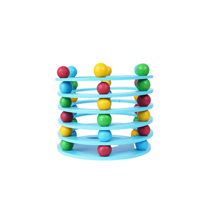 BALL STACKING TOWERS (BIG) CIRCLE - Wooden Rainbow Ball Tower Stacking Blocks Woods for Dudes