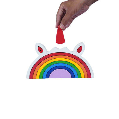 Rainbow Stacker Unicorn: Versatile Wooden Toy for Toddlers Woods for Dudes