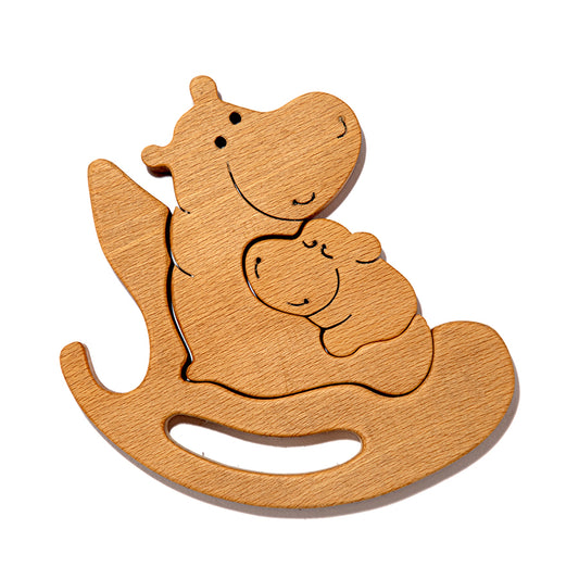 Jumbo Hippo and baby Hippo Puzzle Woods for Dudes