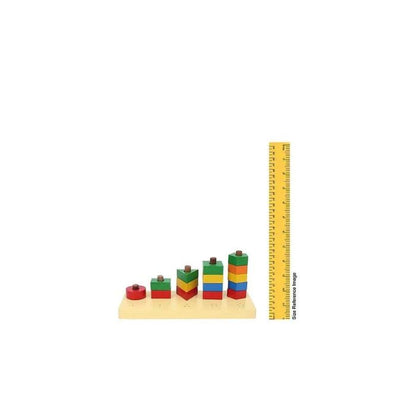 Wooden Geometric Building Stacking, Shape Sorting Column Puzzle Set - Multicolour