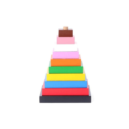 Square Shape Wooden Stacking Toy Multicolor - 9 Stacks
