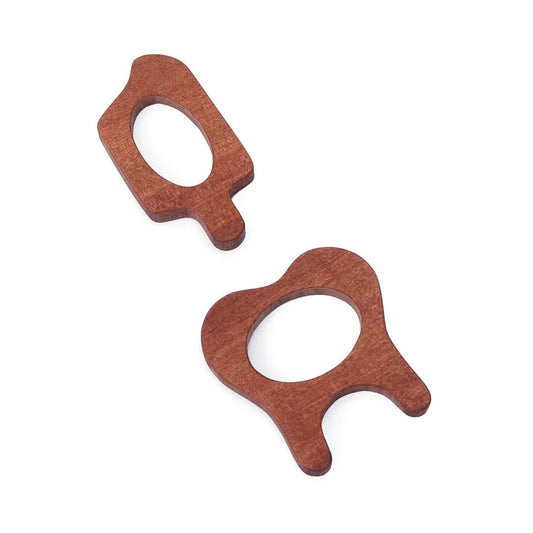 Tooth & Candy Shaped Neem Wood Teether Pack of 2 - Brown Woods for Dudes