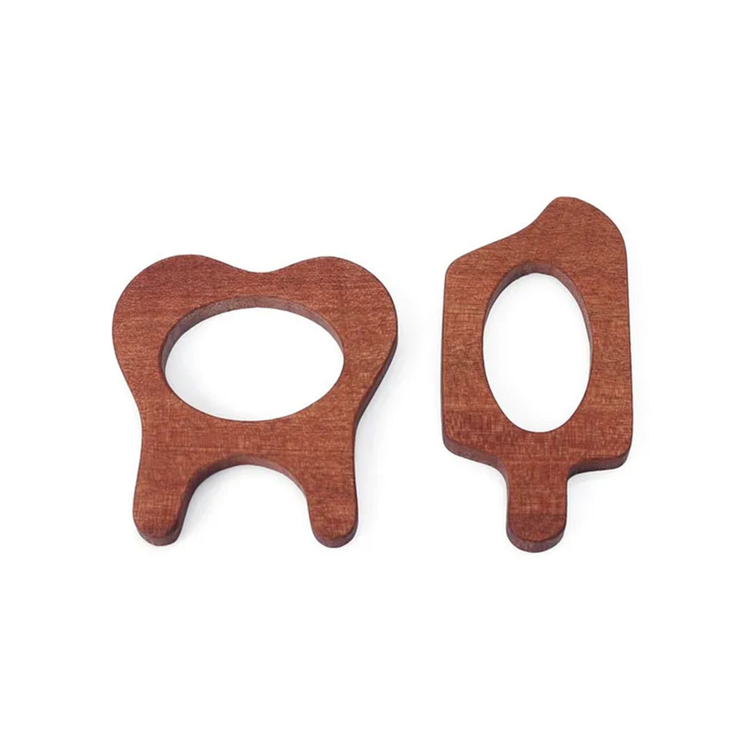 Tooth & Candy Shaped Neem Wood Teether Pack of 2 - Brown Woods for Dudes